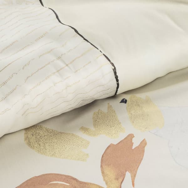 Satin sängkläder PREMIUM19 200x220 Eurofirany vitt te grå stora blommor