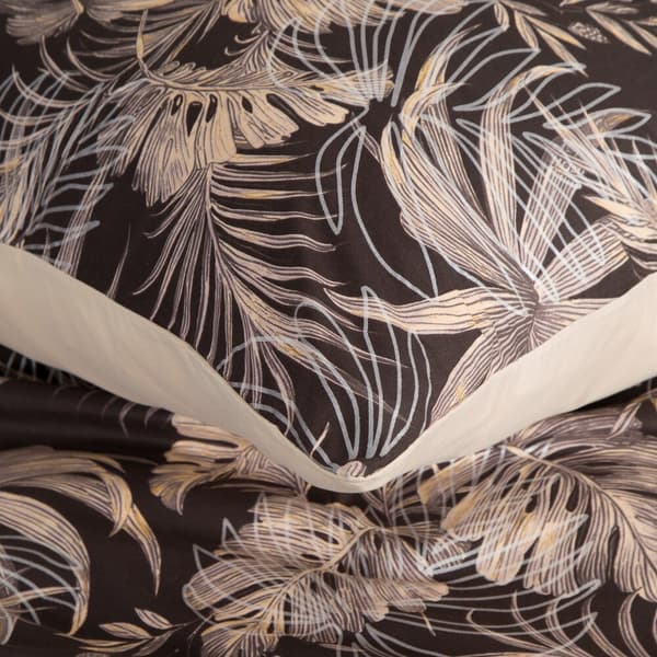 Sängset RODOS 160x200 Design91 mörkbruna beige växtmönsterblad
