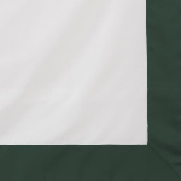 LAURA satin sengetøj 160x200 Eurofirany hvid mørkegrøn kant