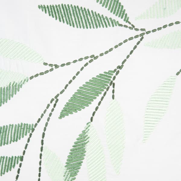 Satin sengetøj BRODERI 160x200 Eurofirany hvide broderede grønne grene