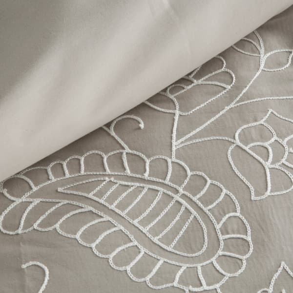 Satin sängkläder BRODERI 160x200 Eurofirany beige vit broderi paisley blommor