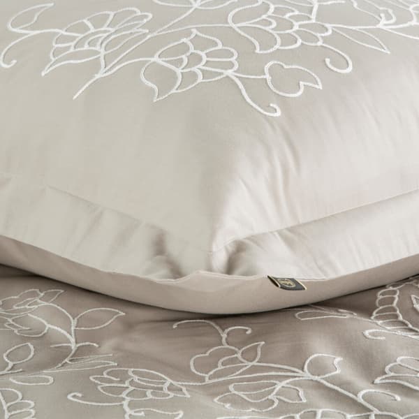 Satin sängkläder BRODERI 160x200 Eurofirany beige vit broderi paisley blommor