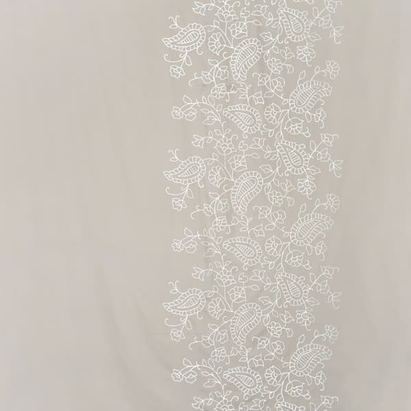 Satin sengetøj BRODERI 200x220 Eurofirany beige hvid broderi paisley blomster