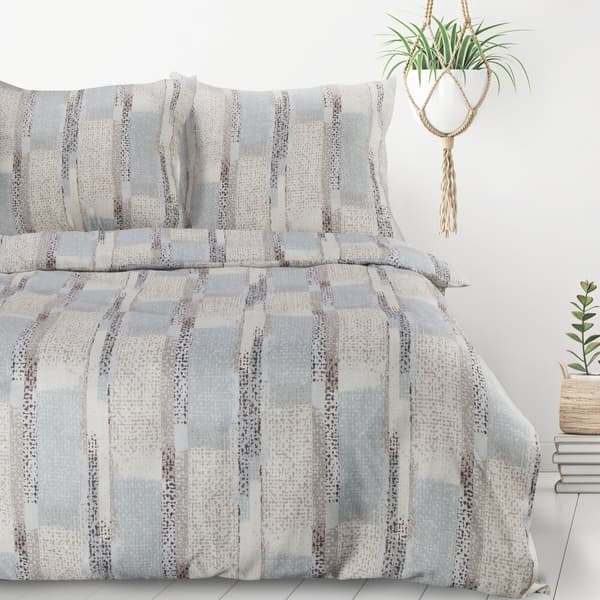 Sängset ALLISON 160x200 Design91 beige blå grå geometrisk akvarell