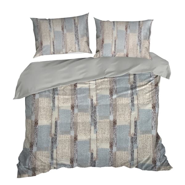 Sengesæt ALLISON 200x220 Design91 beige blå grå geometrisk akvarel