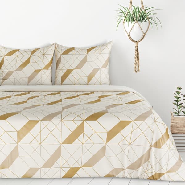Vuodevaatteet AGGIE 140x200 Design91 valkoinen kultageometria