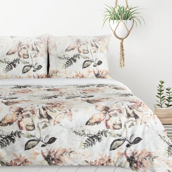 ARINA 160x200 Sängset Design91 Vit krämfärgad pastell botaniskt tryck