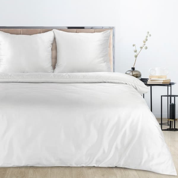 Satin sengetøj LINDA 200x220 Eurofirany hvid dekoreret med blonder
