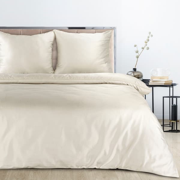 Satin sängkläder LINDA 200x220 Eurofirany kräm dekorerad med spets