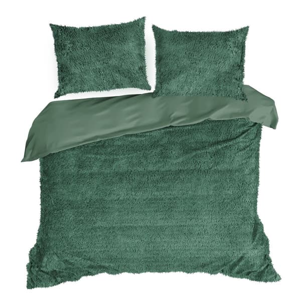 TIFFANY 160x200 Design91 sängset, mörkgrönt, pälsliknande
