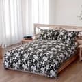 Pikkukuva 1 / 2: Puuvillaiset vuodevaatteet PEONY DARK 140x200 mustat violetit ja valkoiset pionit