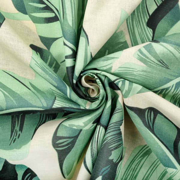 Bomuld sengetøj PLANTA 200x220 beige grønne blade