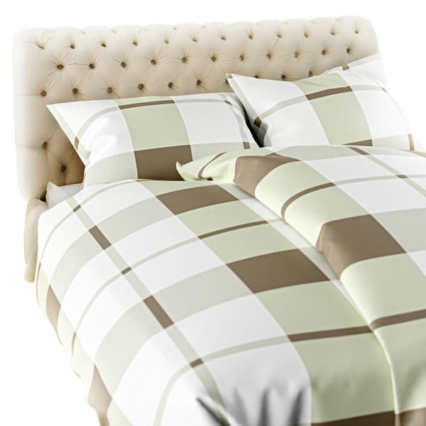 Flanellivuodevaatteet KRATA 200x220 beige valkoinen ruskea ruutu