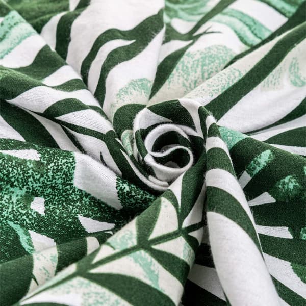 JUNGLE flannel sengetøj 160x200 hvid grøn sort tropiske blade