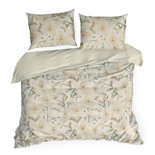 Puuvillaiset vuodevaatteet SONIA 200x220 Eurofirany beige kerma kukilla
