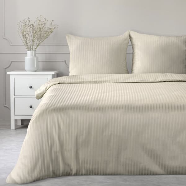 Satin sengetøj VERA 160x200 Eurofirany beige stribet