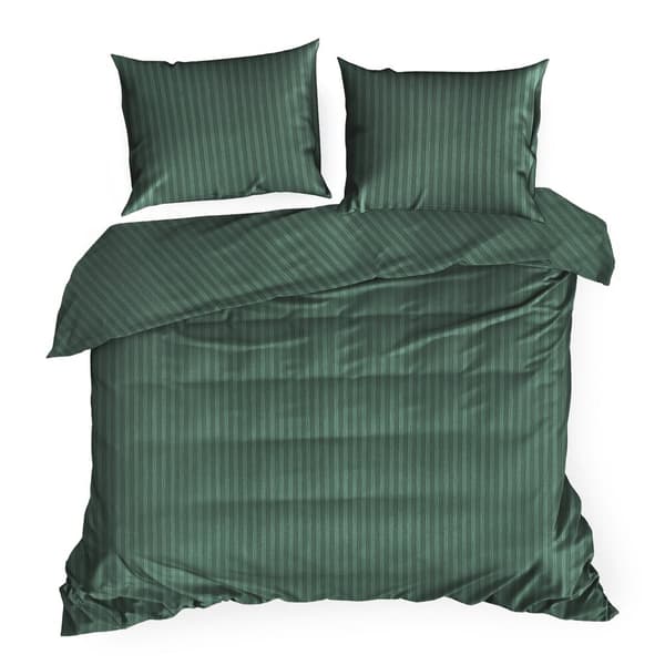 Satin sängkläder VERA 160x200 Eurofirany mörkgrön randig
