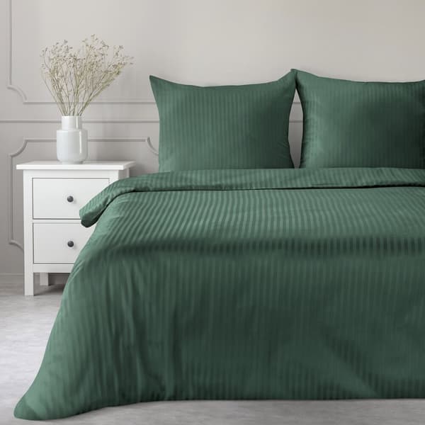 Satin sängkläder VERA 160x200 Eurofirany mörkgrön randig