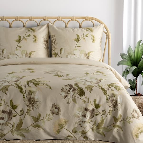 Satin sängkläder VÅR 160x200 Eurofirany beige pionblommor