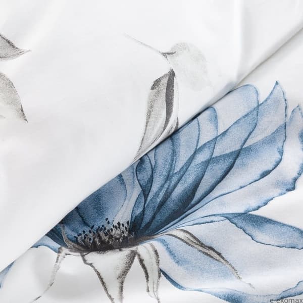 Satin sängkläder VÅR 220x200 Eurofirany vita blå stora blommor