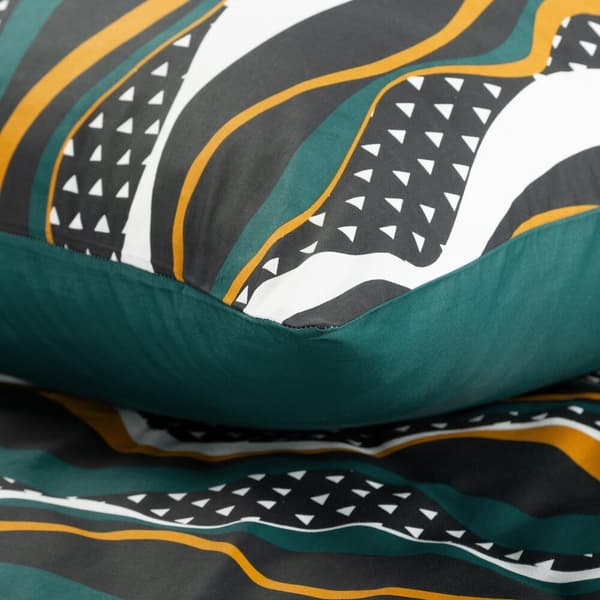 NIKA satin sängkläder 160x200 Eurofirany turkos havsgula vågor