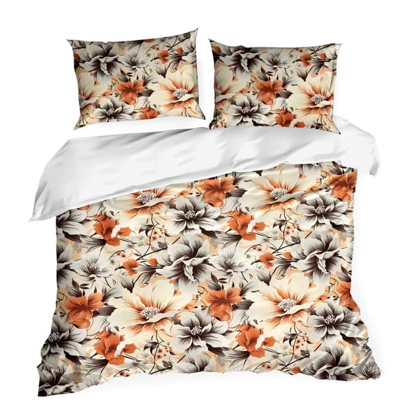 NIKA satin sängkläder 160x200 Eurofirany gul orange grå blommor