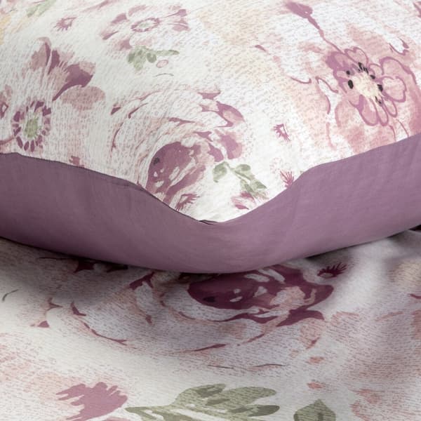 Satin sängkläder VÅR 200x220 Eurofirany ljung ask grädde blommor pioner