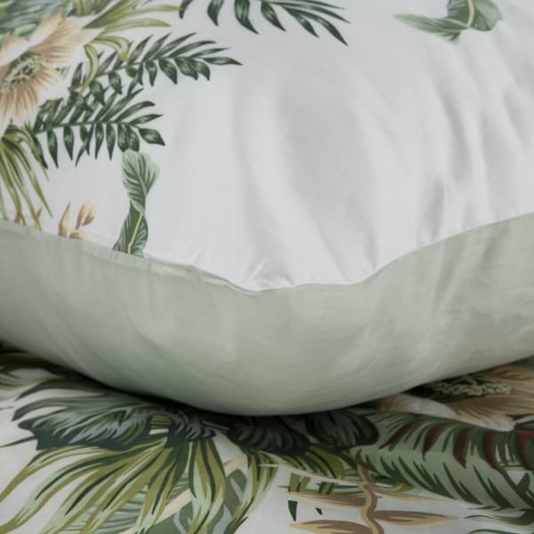 Satin sängkläder VÅR 200x220 Eurofirany vit mint exotiska blad blommor
