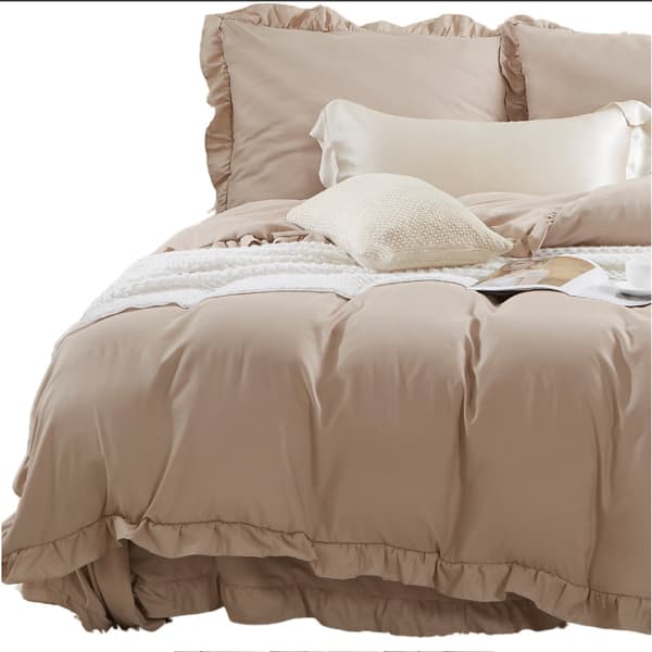 Ruffy sengetøj 160x200 beige med flæse