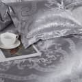 Miniatyrbild 5 av 7: Satinbroderade sängkläder 160x200 exklusivt silver prydnadsmönster AT009