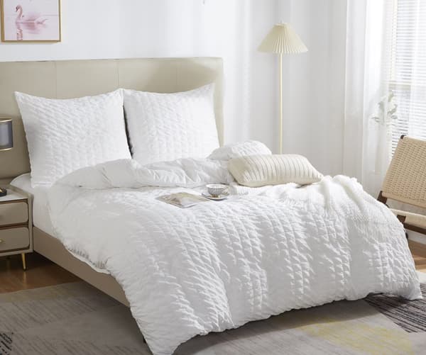 CREASY ryppyiset vuodevaatteet 140x200 yksivärinen valkoinen