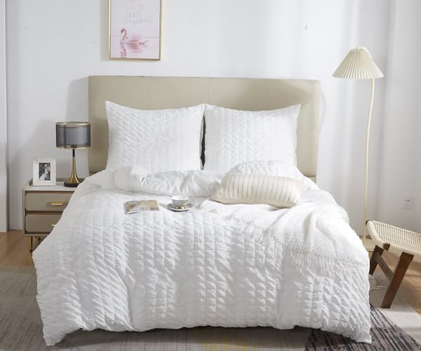 CREASY ryppyiset vuodevaatteet 140x200 yksivärinen valkoinen