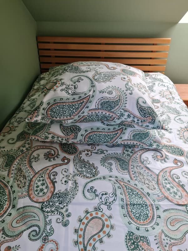 Satin sängkläder 160x200 mint ingefära sommar paisley
