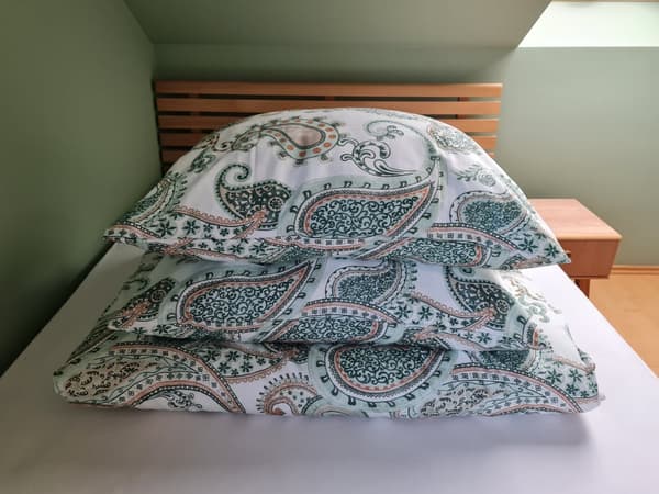 Satin sängkläder 160x200 mint ingefära sommar paisley