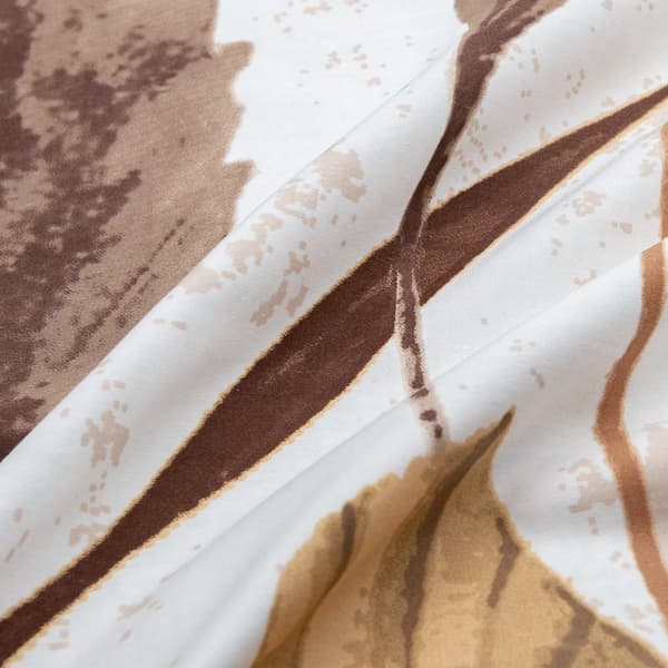 Sängkläder i bomull satin FADIME 200x220 vita beige höstlöv