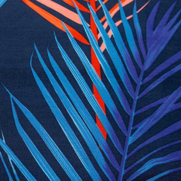 Bomuldssatin sengetøj LAGOON 160x200 marineblå røde store blade