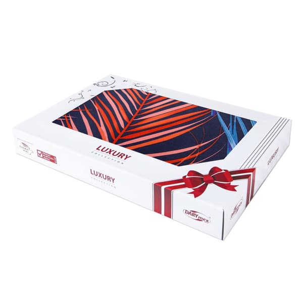 Bomuldssatin sengetøj LAGOON 160x200 marineblå røde store blade