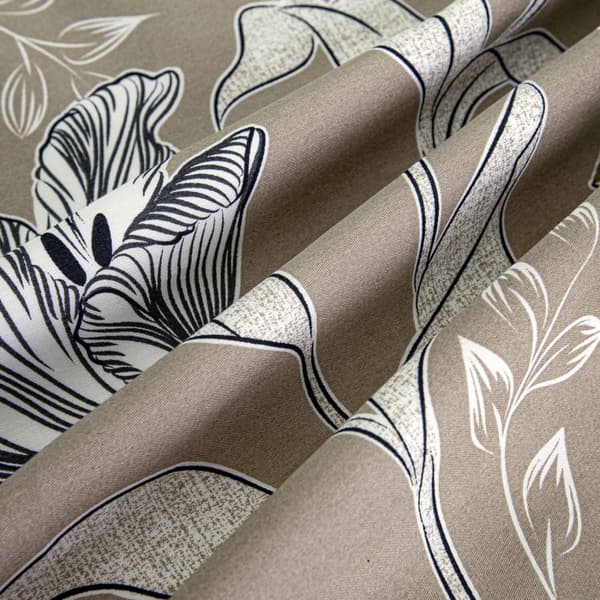 Bomuldssatin sengetøj VITALE 200x220 brune beige blomster