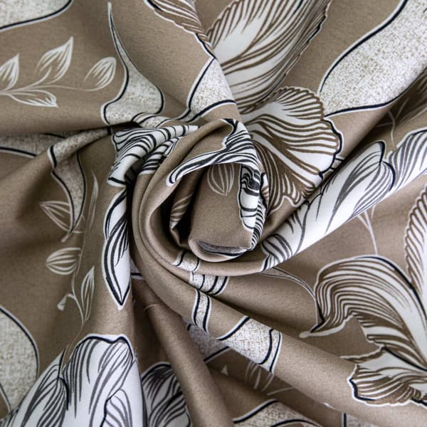 Bomuldssatin sengetøj VITALE 200x220 brune beige blomster