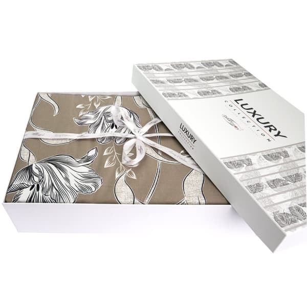 Bomuldssatin sengetøj VITALE 200x220 brune beige blomster
