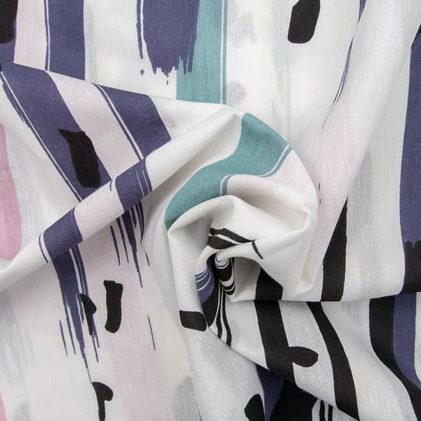 Bomuldssengetøj AZURA PRINT 200x220 COTTONLOVE EXCLUSIVE hvide farvede striber