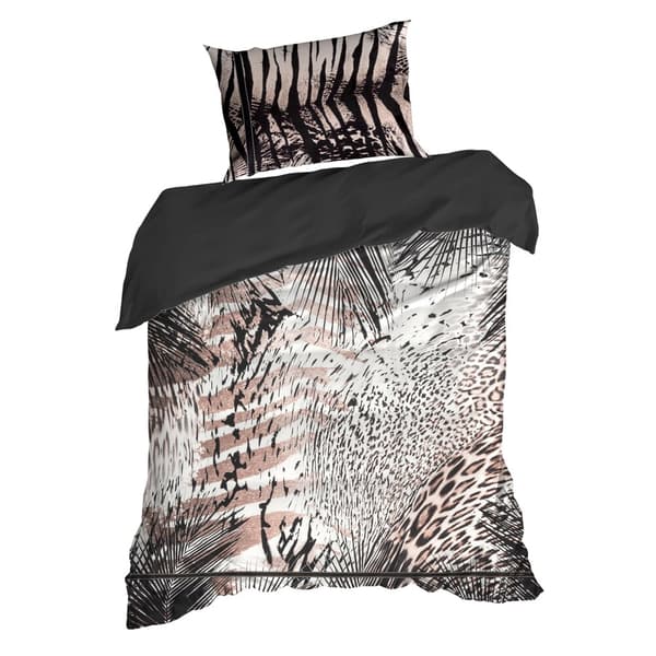 EVA satin sängkläder 160x200 Eva Minge Eurofirany ljusbrun svart djurtryck zebrafläckar