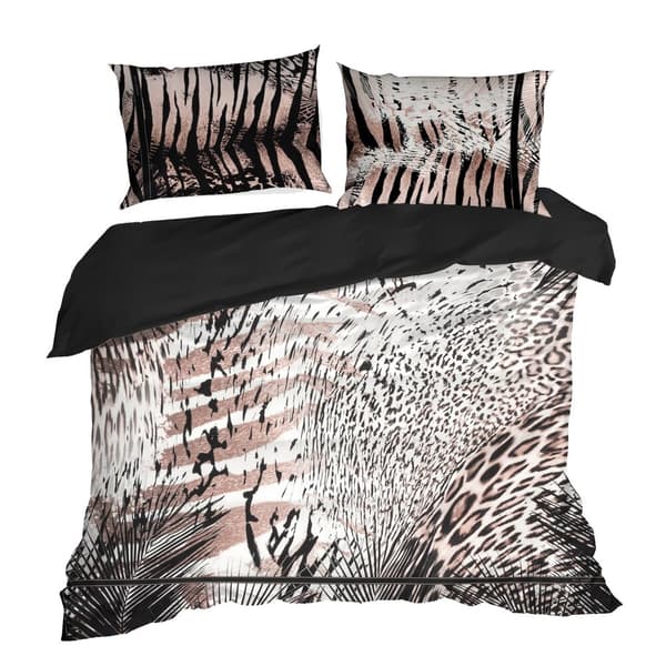 EVA satin sängkläder 160x200 Eva Minge Eurofirany ljusbrun svart djurtryck zebrafläckar