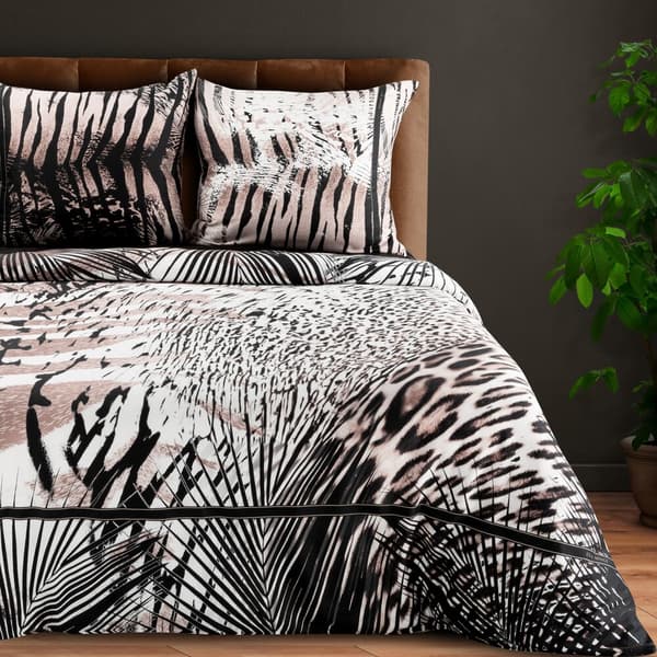EVA satin sängkläder 160x200 Eva Minge Eurofirany ljusbrun svart djurtryck zebrafläckar