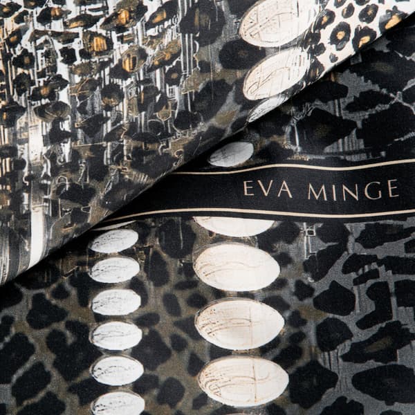 EVA satin sängkläder 140x200 Eva Minge Eurofirany svarta ljusbruna djurtrycksfläckar