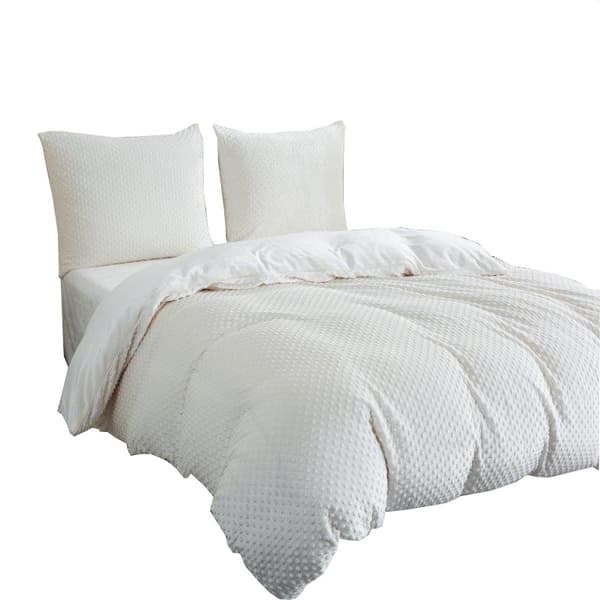 BubbleCozy fleece sängkläder 160x200 velour ecru med bubblor