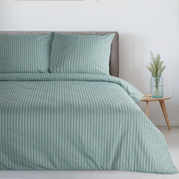 Jacquard damask sengetøj 160x200 Eurofirany mint med lodrette striber