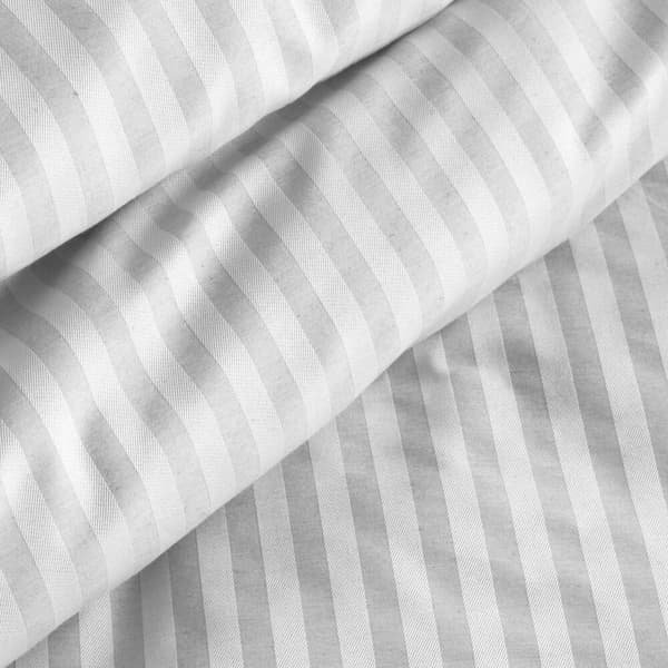 Sengetøjsstof jacquard damask 160x200 Eurofirany sølv med lodrette striber