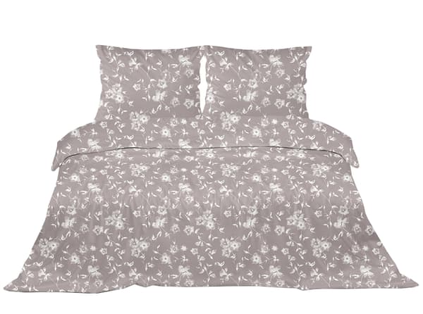 Satin sängkläder set 160x200 Greno beige kräm små blommor