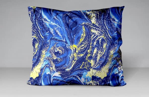Satin sängkläder set 160x200 Greno marinblått guld svart marmor